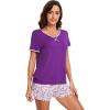 imageWiWi Pajamas for Women Soft Short Sleeve Sleepwear Cooling Pajama Set Shorts Pjs Loose Comfy Lounge Sets SXXLBpurple