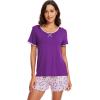 imageWiWi Pajamas for Women Soft Short Sleeve Sleepwear Cooling Pajama Set Shorts Pjs Loose Comfy Lounge Sets SXXLBpurple
