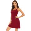imageWiWi Slip Dress for Women Sleeveless Nightgowns Sexy Chemise Nightgown Full Slips Babydoll Viscose from Bamboo SXXLAwine Red