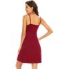 imageWiWi Slip Dress for Women Sleeveless Nightgowns Sexy Chemise Nightgown Full Slips Babydoll Viscose from Bamboo SXXLAwine Red