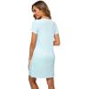 imageWiWi Soft Nightgown for Women Short Sleeve Sleep Shirts Plus Size Ladies Sleepwear Pajamas S4XAqua