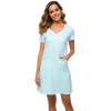 imageWiWi Soft Nightgown for Women Short Sleeve Sleep Shirts Plus Size Ladies Sleepwear Pajamas S4XAqua