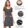 imageWiWi Soft Nightgown for Women Short Sleeve Sleep Shirts Plus Size Ladies Sleepwear Pajamas S4XIron Grey