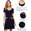 imageWiWi Soft Nightgown for Women Short Sleeve Sleep Shirts Plus Size Ladies Sleepwear Pajamas S4XNavy