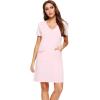 imageWiWi Soft Nightgown for Women Short Sleeve Sleep Shirts Plus Size Ladies Sleepwear Pajamas S4XPink