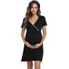 imageWiWi Soft Viscose from Bamboo 3 in 1 MaternityDeliveryNursing Labor Nightgowns Breastfeeding Sleep Shirt Gowns SXXLAblack