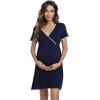 imageWiWi Soft Viscose from Bamboo 3 in 1 MaternityDeliveryNursing Labor Nightgowns Breastfeeding Sleep Shirt Gowns SXXLAnavy