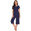 imageWiWi Soft Viscose from Bamboo Pajamas for Women Short Sleeve Pajama Sets with Capri Pants Pjs Comfy Loungewear SXXLAnavy