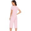 imageWiWi Soft Viscose from Bamboo Pajamas for Women Short Sleeve Pajama Sets with Capri Pants Pjs Comfy Loungewear SXXLApink
