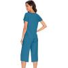 imageWiWi Soft Viscose from Bamboo Pajamas for Women Short Sleeve Pajama Sets with Capri Pants Pjs Comfy Loungewear SXXLAteal Blue