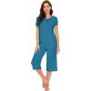 imageWiWi Soft Viscose from Bamboo Pajamas for Women Short Sleeve Pajama Sets with Capri Pants Pjs Comfy Loungewear SXXLAteal Blue