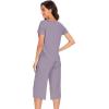 imageWiWi Soft Viscose from Bamboo Pajamas for Women Short Sleeve Pajama Sets with Capri Pants Pjs Comfy Loungewear SXXLAviolet