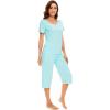 imageWiWi Soft Viscose from Bamboo Pajamas for Women Short Sleeve Pajama Sets with Capri Pants Pjs Comfy Loungewear SXXLBaqua