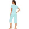 imageWiWi Soft Viscose from Bamboo Pajamas for Women Short Sleeve Pajama Sets with Capri Pants Pjs Comfy Loungewear SXXLBaqua