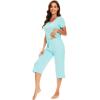 imageWiWi Soft Viscose from Bamboo Pajamas for Women Short Sleeve Pajama Sets with Capri Pants Pjs Comfy Loungewear SXXLBaqua