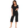 imageWiWi Soft Viscose from Bamboo Pajamas for Women Short Sleeve Pajama Sets with Capri Pants Pjs Comfy Loungewear SXXLBblack