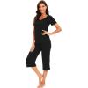 imageWiWi Soft Viscose from Bamboo Pajamas for Women Short Sleeve Pajama Sets with Capri Pants Pjs Comfy Loungewear SXXLBblack