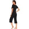 imageWiWi Soft Viscose from Bamboo Pajamas for Women Short Sleeve Pajama Sets with Capri Pants Pjs Comfy Loungewear SXXLBblack