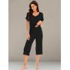 imageWiWi Soft Viscose from Bamboo Pajamas for Women Short Sleeve Pajama Sets with Capri Pants Pjs Comfy Loungewear SXXLBblack