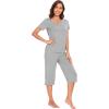 imageWiWi Soft Viscose from Bamboo Pajamas for Women Short Sleeve Pajama Sets with Capri Pants Pjs Comfy Loungewear SXXLBheather Grey
