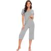 imageWiWi Soft Viscose from Bamboo Pajamas for Women Short Sleeve Pajama Sets with Capri Pants Pjs Comfy Loungewear SXXLBheather Grey