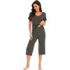 imageWiWi Soft Viscose from Bamboo Pajamas for Women Short Sleeve Pajama Sets with Capri Pants Pjs Comfy Loungewear SXXLBiron Grey