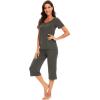 imageWiWi Soft Viscose from Bamboo Pajamas for Women Short Sleeve Pajama Sets with Capri Pants Pjs Comfy Loungewear SXXLBiron Grey