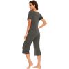 imageWiWi Soft Viscose from Bamboo Pajamas for Women Short Sleeve Pajama Sets with Capri Pants Pjs Comfy Loungewear SXXLBiron Grey