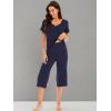 imageWiWi Soft Viscose from Bamboo Pajamas for Women Short Sleeve Pajama Sets with Capri Pants Pjs Comfy Loungewear SXXLBnavy