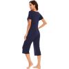 imageWiWi Soft Viscose from Bamboo Pajamas for Women Short Sleeve Pajama Sets with Capri Pants Pjs Comfy Loungewear SXXLBnavy