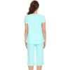 imageWiWi Soft Viscose from Bamboo Pajamas for Women Short Sleeve Pajama Sets with Capri Pants Pjs Comfy Loungewear SXXLCaqua