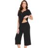imageWiWi Soft Viscose from Bamboo Pajamas for Women Short Sleeve Pajama Sets with Capri Pants Pjs Comfy Loungewear SXXLCblack