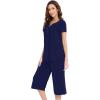 imageWiWi Soft Viscose from Bamboo Pajamas for Women Short Sleeve Pajama Sets with Capri Pants Pjs Comfy Loungewear SXXLCnavy