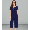 imageWiWi Soft Viscose from Bamboo Pajamas for Women Short Sleeve Pajama Sets with Capri Pants Pjs Comfy Loungewear SXXLCnavy