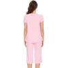 imageWiWi Soft Viscose from Bamboo Pajamas for Women Short Sleeve Pajama Sets with Capri Pants Pjs Comfy Loungewear SXXLCpink