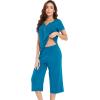 imageWiWi Soft Viscose from Bamboo Pajamas for Women Short Sleeve Pajama Sets with Capri Pants Pjs Comfy Loungewear SXXLCteal Blue