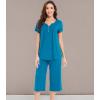 imageWiWi Soft Viscose from Bamboo Pajamas for Women Short Sleeve Pajama Sets with Capri Pants Pjs Comfy Loungewear SXXLCteal Blue