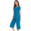 imageWiWi Soft Viscose from Bamboo Pajamas for Women Short Sleeve Pajama Sets with Capri Pants Pjs Comfy Loungewear SXXLCteal Blue