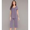 imageWiWi Soft Viscose from Bamboo Pajamas for Women Short Sleeve Pajama Sets with Capri Pants Pjs Comfy Loungewear SXXLCviolet