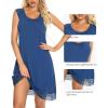 imageWiWi Tank Nightgown for Women Soft Comfy Sleeveless Sleep Gowns Viscose from Bamboo Pajama Sleepwear SXXLBprussian Blue