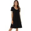 imageWiWi Viscose from Bamboo Nightgowns for Women Short Sleeve Night Shirts Pleated Sleep Shirt Plus Size Nightshirt S3XAblack