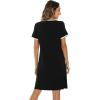 imageWiWi Viscose from Bamboo Nightgowns for Women Short Sleeve Night Shirts Pleated Sleep Shirt Plus Size Nightshirt S3XAblack