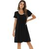 imageWiWi Viscose from Bamboo Nightgowns for Women Short Sleeve Night Shirts Pleated Sleep Shirt Plus Size Nightshirt S3XAblack