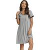 imageWiWi Viscose from Bamboo Nightgowns for Women Short Sleeve Night Shirts Pleated Sleep Shirt Plus Size Nightshirt S3XAlight Heather Grey