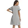 imageWiWi Viscose from Bamboo Nightgowns for Women Short Sleeve Night Shirts Pleated Sleep Shirt Plus Size Nightshirt S3XAlight Heather Grey