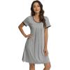 imageWiWi Viscose from Bamboo Nightgowns for Women Short Sleeve Night Shirts Pleated Sleep Shirt Plus Size Nightshirt S3XAlight Heather Grey