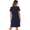 imageWiWi Viscose from Bamboo Nightgowns for Women Short Sleeve Night Shirts Pleated Sleep Shirt Plus Size Nightshirt S3XAnavy