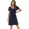 imageWiWi Viscose from Bamboo Nightgowns for Women Short Sleeve Night Shirts Pleated Sleep Shirt Plus Size Nightshirt S3XAnavy