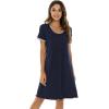 imageWiWi Viscose from Bamboo Nightgowns for Women Short Sleeve Night Shirts Pleated Sleep Shirt Plus Size Nightshirt S3XAnavy