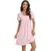 imageWiWi Viscose from Bamboo Nightgowns for Women Short Sleeve Night Shirts Pleated Sleep Shirt Plus Size Nightshirt S3XApink